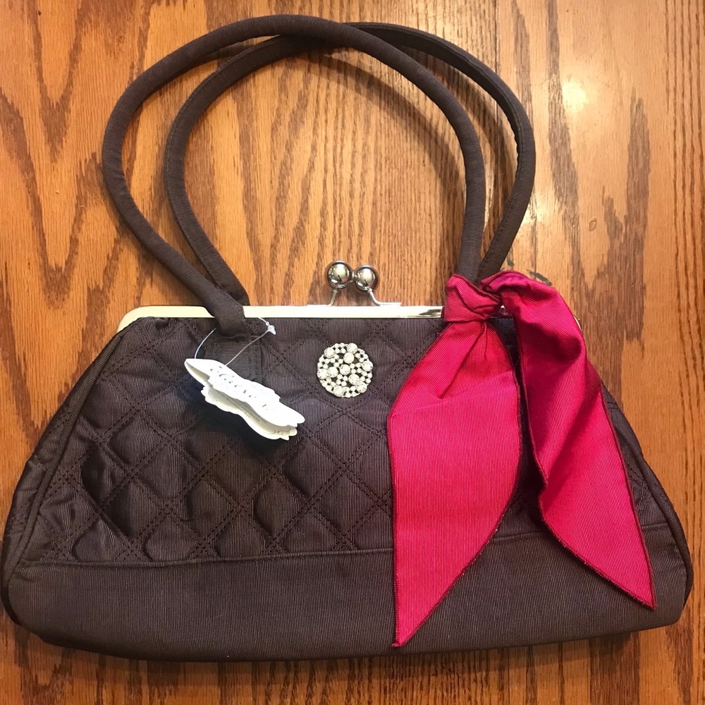 NWT Claire V Purse  Victorian style  ( brown/pinkish red